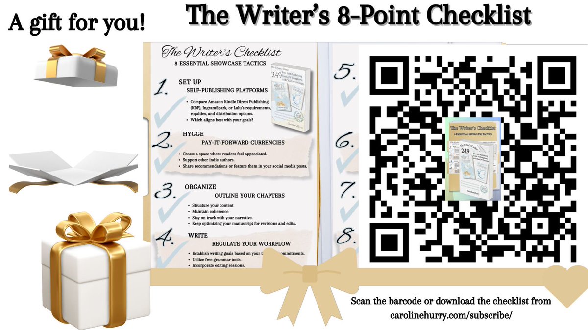 HyggeQueen1's tweet photo. 🌟 Embrace your inner author! 📖 My gift to all aspiring writers for 2024: #TheWritersToolkit! 🎁 Let's navigate the self-publishing journey together and make your literary dreams shine! 🌈💻 #GiftOfWriting #NewYearNewBook https://t.co/c7bEamoKBu