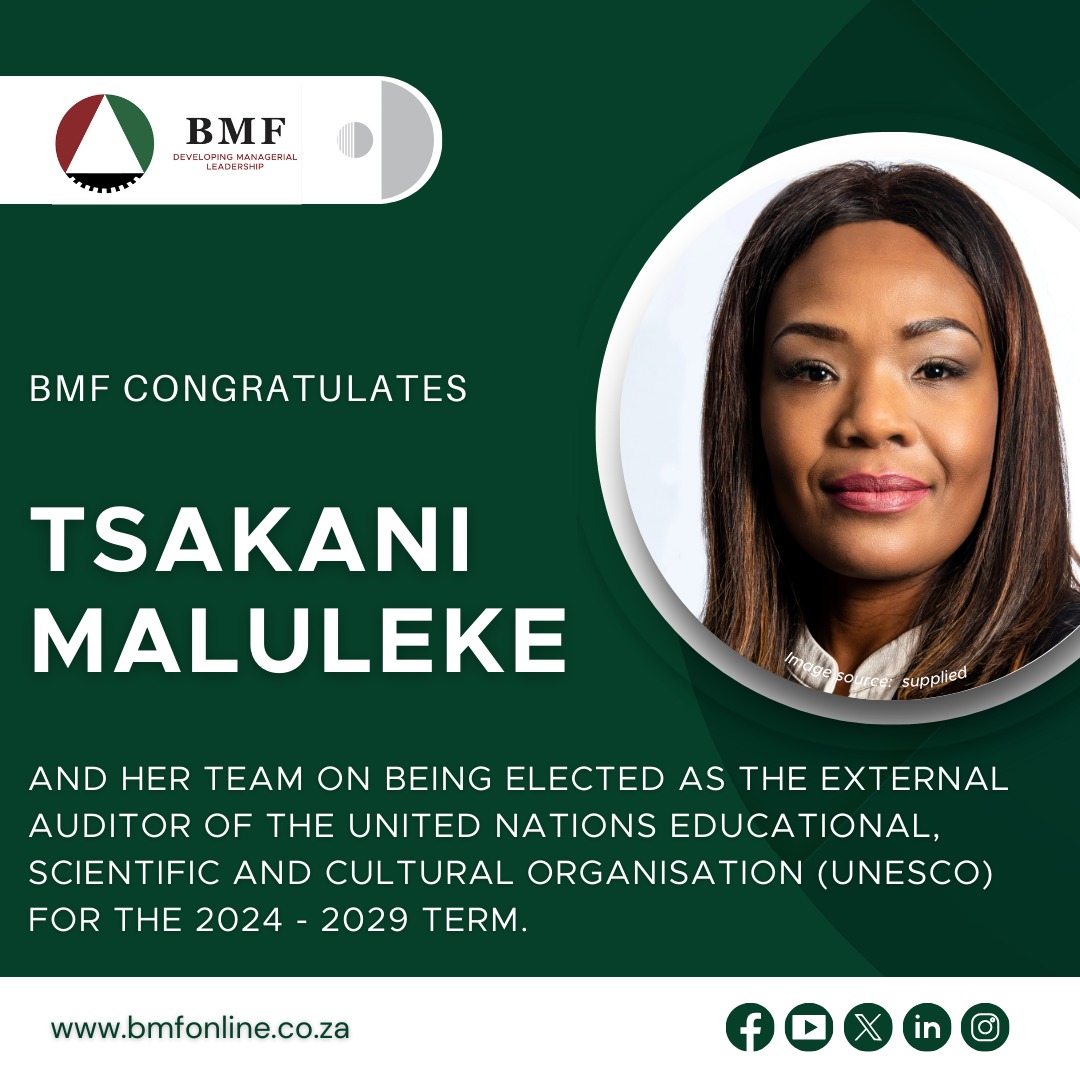Congratulations to Tsakani Maluleke and her team on being elected as the external auditors of UNESCO for the 2024-2029 term!