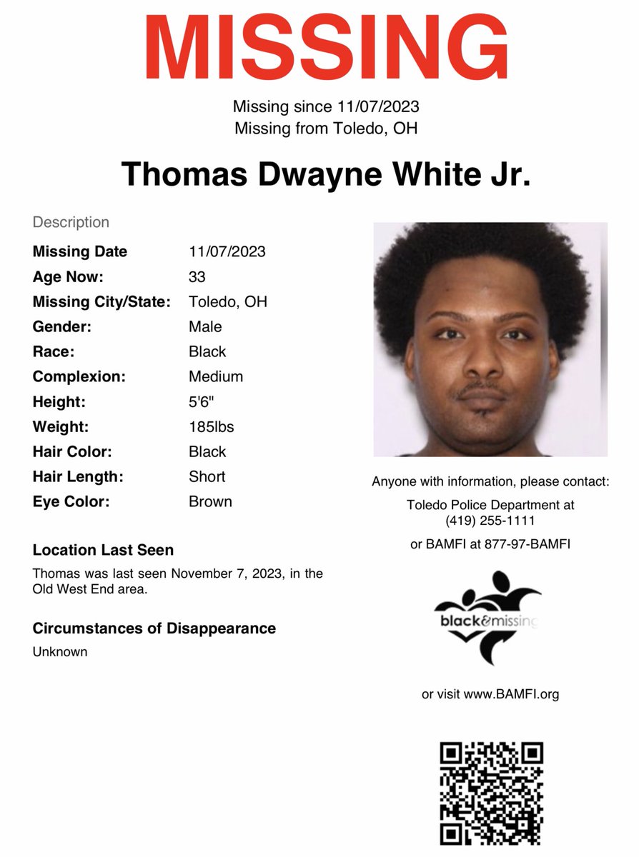 MISSING.. If you have any information please contact the @ToledoPolice