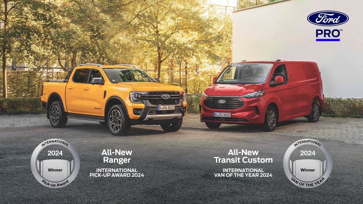 rangerclubuk's tweet photo. Double win! Official International Pick Up Award for the All-New Ranger Wildtrak and International Van Of The Year for the All-New Transit Custom!
#IVOTY #IPUA #FordPro https://t.co/owJCjeM7xU