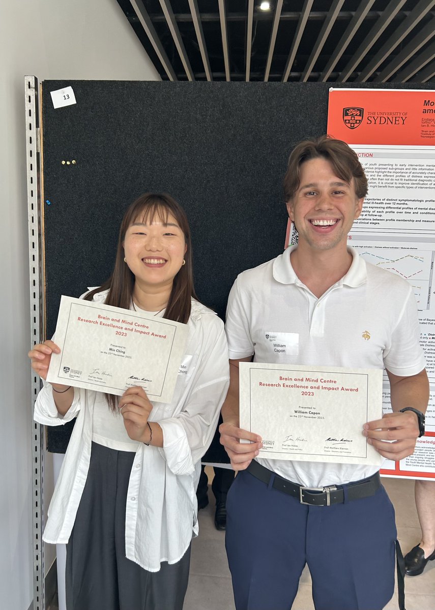 William Capon (@william_capon_) on Twitter photo Excellent day at the <a href="/BrainMind_Usyd/">Brain & Mind Centre</a> Symposium 2023. It was rewarding to hang my poster and chat about our youth mental health research with esteemed colleagues from other fields!
<a href="/ian_hickie/">Ian Hickie</a> <a href="/frankiorfino/">Frank Iorfino</a> <a href="/MinChong_/">Min Chong</a> Excellent day at the <a href="/BrainMind_Usyd/">Brain & Mind Centre</a> Symposium 2023. It was rewarding to hang my poster and chat about our youth mental health research with esteemed colleagues from other fields!
<a href="/ian_hickie/">Ian Hickie</a> <a href="/frankiorfino/">Frank Iorfino</a> <a href="/MinChong_/">Min Chong</a>