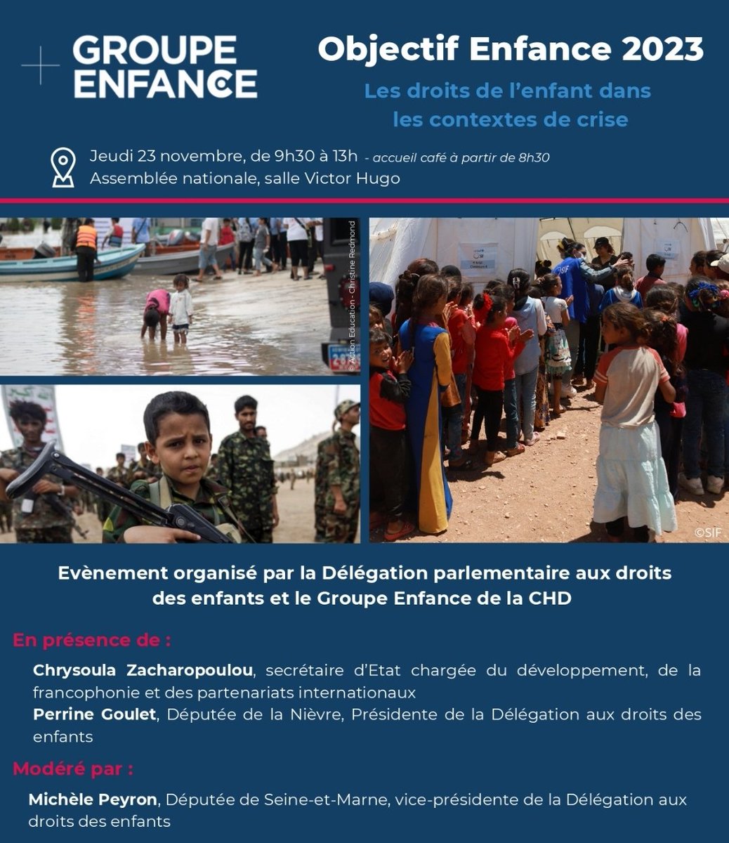 dynamiqueenfant's tweet image. Jour J pour #ObjectifEnfance 2023, l&apos;évènement annuel du @GroupeEnfance avec @AN_DDEnfant sur le sujet des #droitsdelenfant en contextes de crise