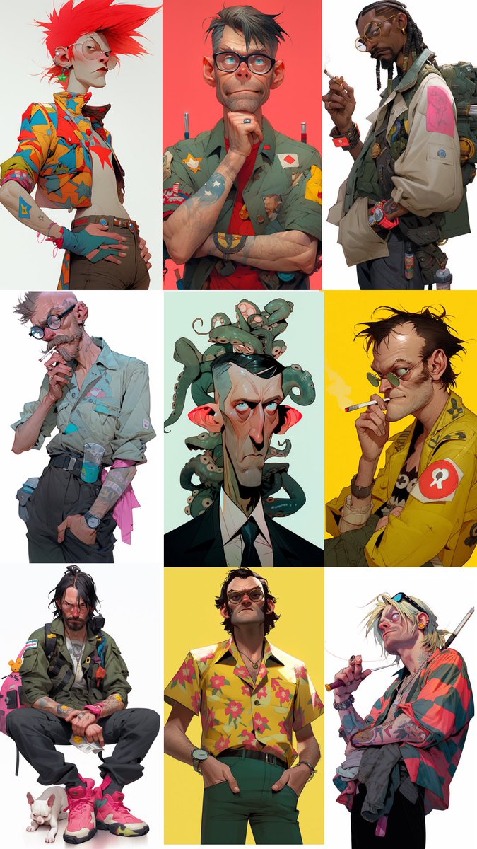 midisteadygo's tweet photo. 🚨 JAMIE HEWLETT #Promptshare alert
 Editorial portrait of {subject} by Jamie Hewlett in the style of Tank Girl illustration,vivid colors, dynamic composition. detailed hyper realistic outfit, pop culture, gadgetpunk --ar 9:16 --niji --style expressive 
Tips in ALT🐵👇🏽 https://t.co/zgERXNGj7v