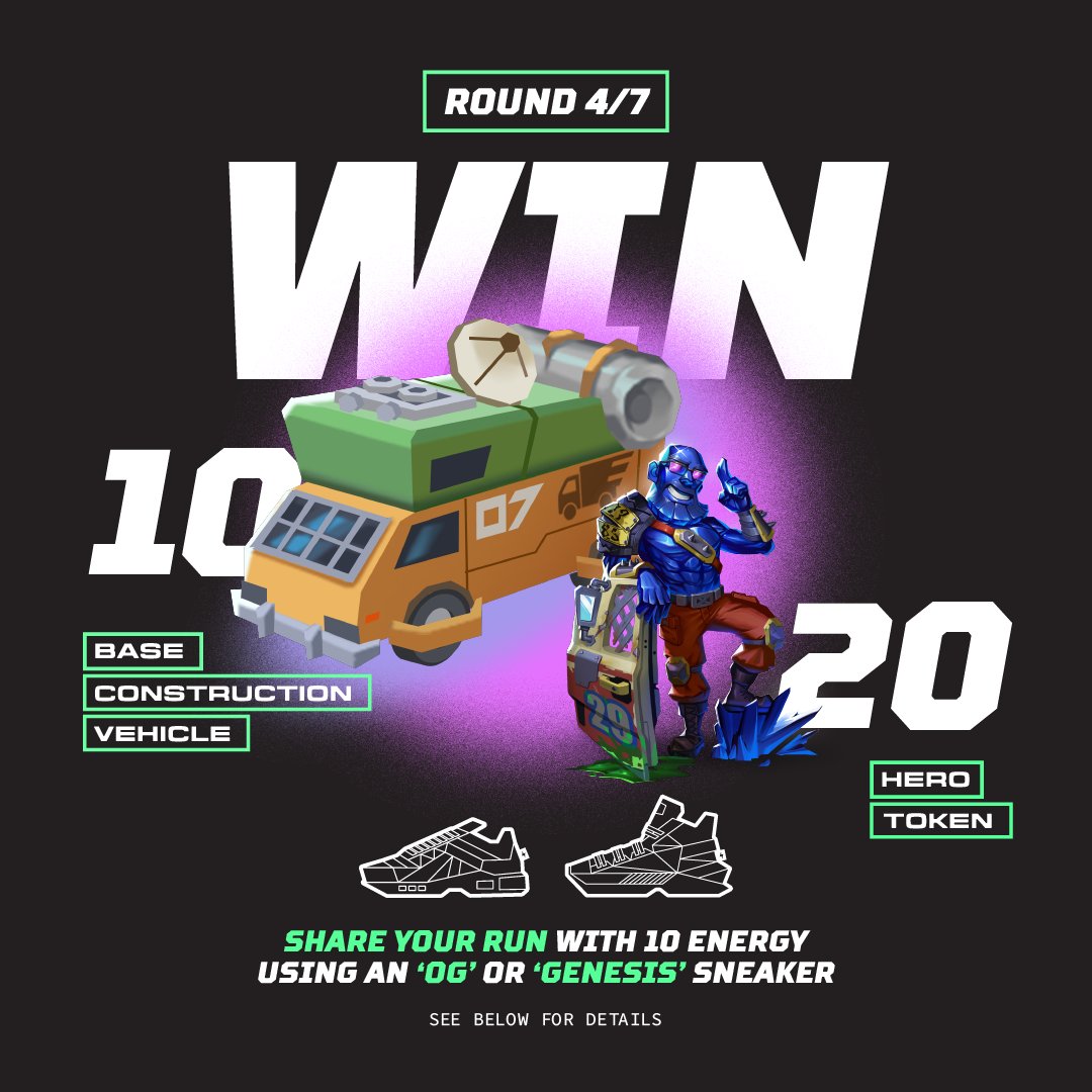 Stepnofficial's tweet image. 📣 #STEPNxGasHeroContest - Round 4️⃣

Step up with your OG or Genesis Sneakers to win a @GasHeroOfficial BCV and 2 Heroes! 🏆

Rules Reminder:
🔸 Follow @Stepnofficial &amp;amp; @GasHeroOfficial, Like &amp;amp; RT this Tweet
🔸 You must use 10 Energy minimum with an OG or a Genesis Sneaker
🔸…