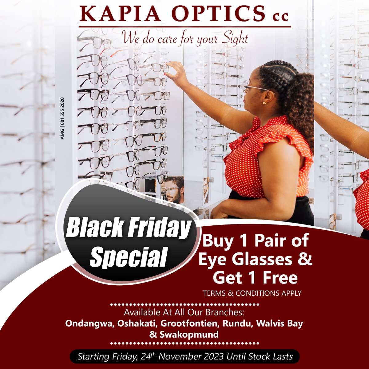 KapiaOptics's tweet photo. Don't miss out on our Black Friday Special Starting on the 24th of November!😎
__________________________
#BlackFriday2023 #kapiaoptics #Namibia https://t.co/FSyRgKLFKy