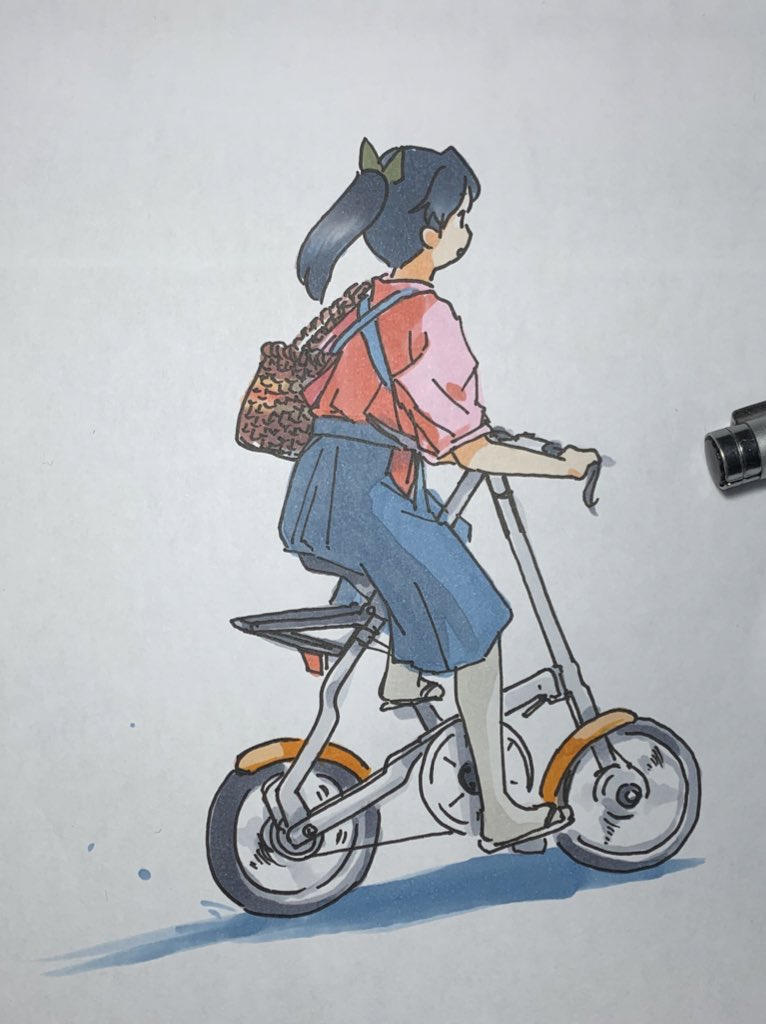 houshou (kancolle) 1girl solo japanese clothes ground vehicle bicycle hakama ponytail  illustration images