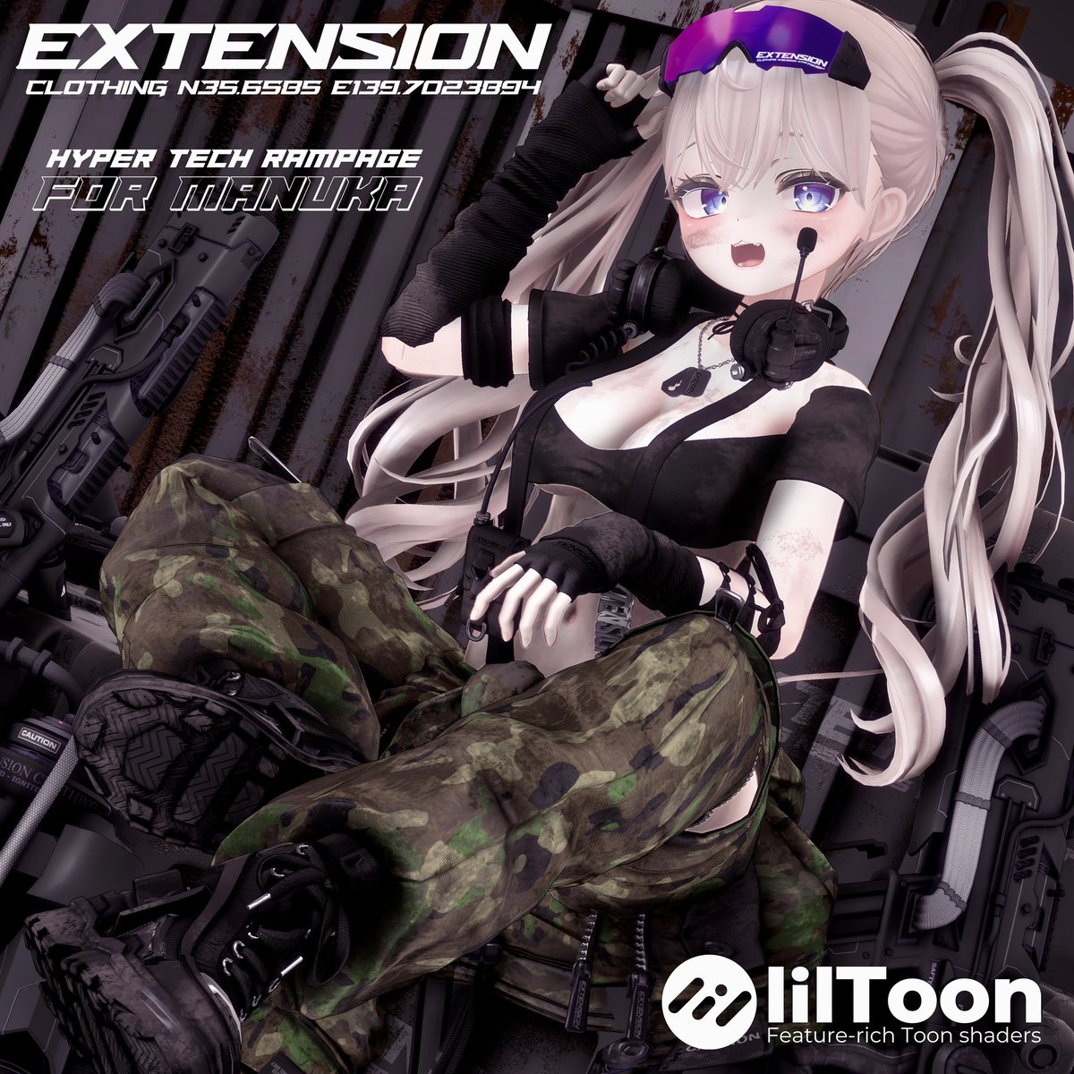 Yuinodeban's tweet photo. ▬▬▬▬▬▬▬▬▬▬▬▬▬▬▬▬▬▬▬▬▬▬
✦ EXTENSION CLOTHING ✦
▬▬▬▬▬▬▬▬▬▬▬▬▬▬▬▬▬▬▬▬▬▬

🎁RTプレゼント企画🎁

新作衣装、明日24日夕方発売！！！！

このツイートを RT & Followして頂いた方の中から抽選で5名様に明日、11月24日発売予定の新作衣装『HYPER TECH RAMPAGE』のフルパックをプレゼント致します🔥

"HYPER TECH EVO IGNITE"との相性は抜群に良し🫶武器を持たせるのも有り、チェンソーや工具、荷物を背負わせるも有りのVRCでは新感覚の泥臭い衣装ですが気分転換に汚い服はいかがでしょうか？

ダンスや撮影にもバッチリ映えるように製作しました😌

���バター素体用に汚れテクスチャマスクもご用意致しますのでみんなで一緒に汚れましょう😉

複数人のグループでの合わせ撮影やロールプレイなどにも使えると思います。
着かたを変えるととてもセクシーにもでき何故かサスペンダー部分のみ引っ張る事もできちゃいます🤫

ギミックは付属しないのでEVOの名前は入っていませんが、改変の得意な方はIGNITEの武器やジェットパックと合わせて装備しても良い感じだと思います♡

※対応アバターは5体ほどをご用意致しておりますがギリギリまで増える可能性もあるので商品ページ公開後にページにてご確認下さい🙇‍♀️

このツイートをリツイートしてプレゼント企画に参加しよう🎁

【締切&抽選】11月26日17時

✦EXTENSIONCLOTHING ✦
https://t.co/K1W9NkTuH4
#EXTENSIONCLOTHING #VRChat