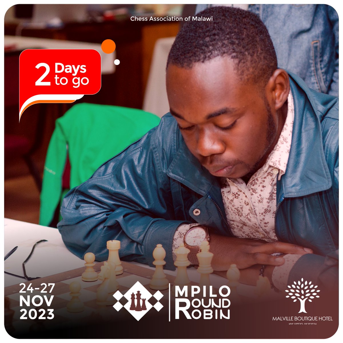 MalawiChess's tweet photo. 2 days to go!
Mpilo Round Robin 2023 https://t.co/pwD2tJ7PUW