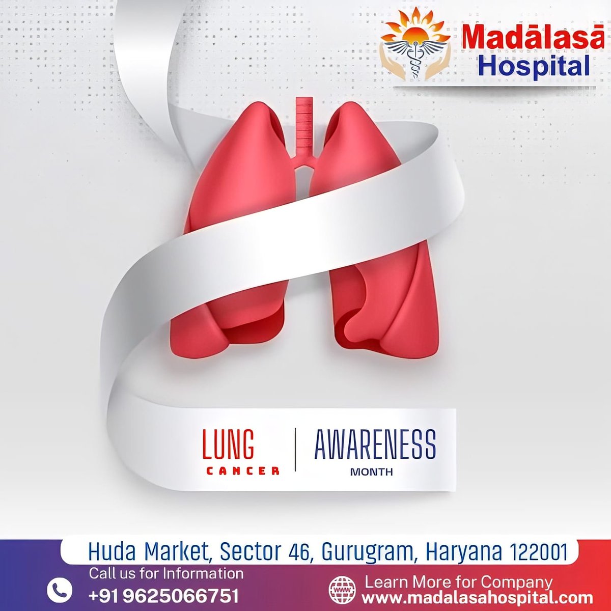 #LUNG CANCER AWARENESS MONTH
Contact us -
☎️ 9319 66 1010
👉madalasahospital.com
#lungcancerfighter 
#BreathofHope
#LungCancerWarrior
#NoStigmaWithLungs
#breathstrong