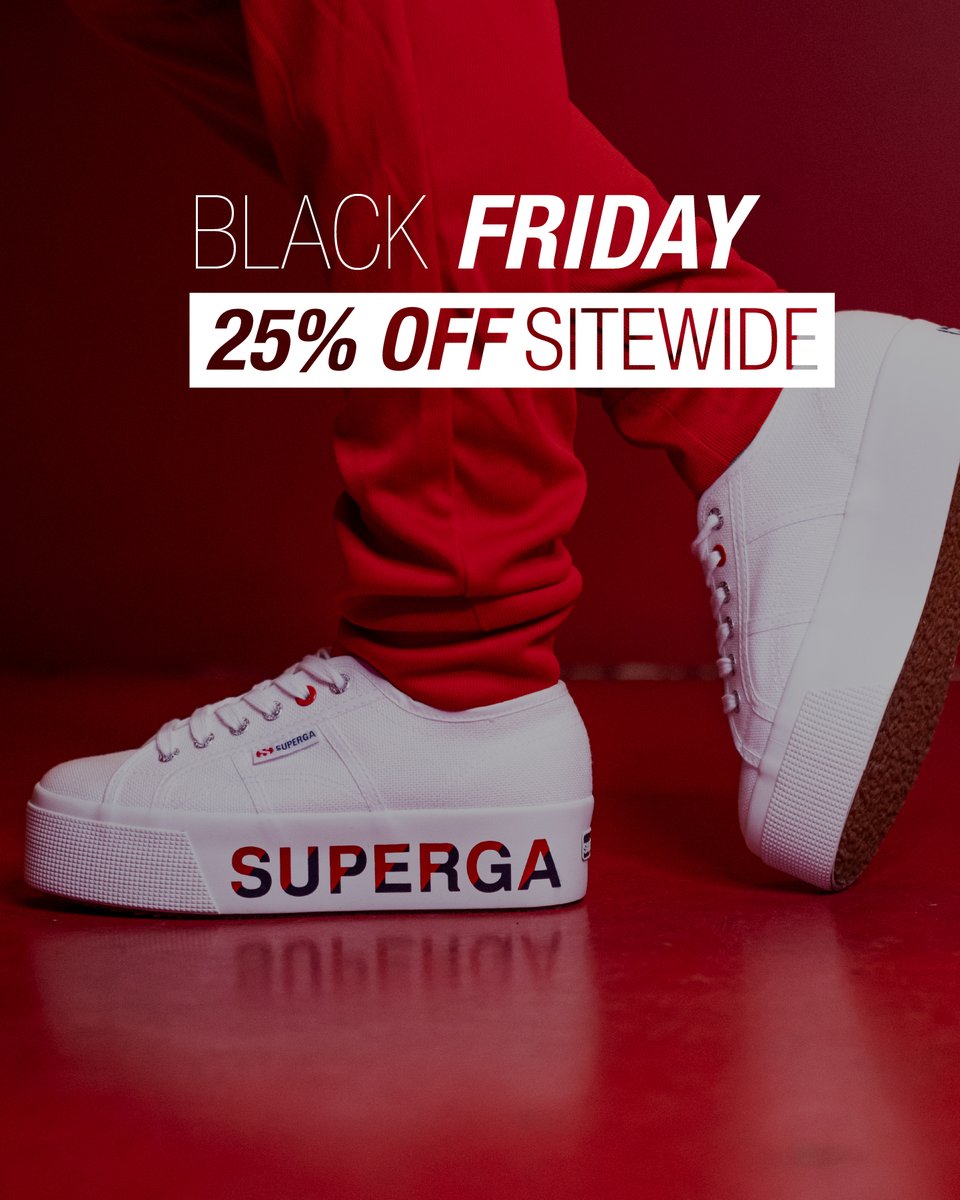 Kick off your Black Friday in style with Superga! 👟 Enjoy exclusive savings on all your favorite styles with our 25% off sitewide offer. Offer valid online only, from 23-27 November. 

#BlackFriday
#SupergaBlackFriday