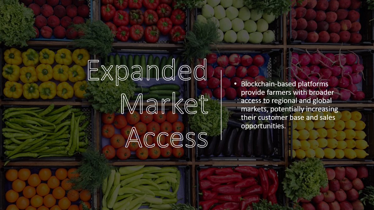 CyrusGlobalHQ's tweet photo. 8. **Market Access**: Farmers gain broader access to regional and global markets through blockchain-based platforms, potentially expanding their customer base and sales opportunities. https://t.co/MH4yS8hM4l
