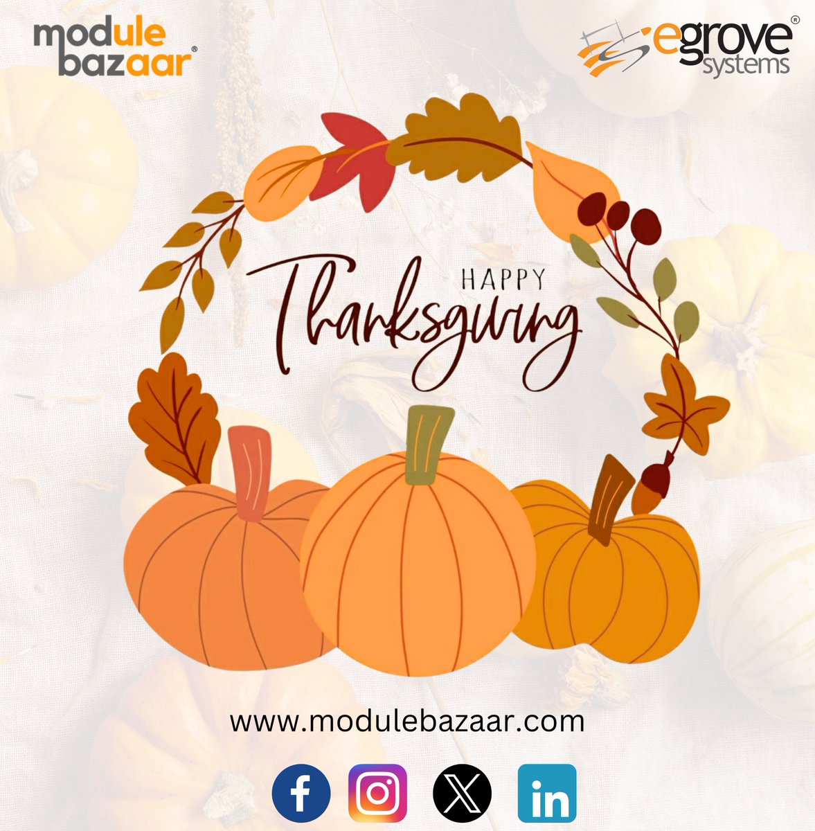 ModuleBazaar's tweet image. Happy Thanksgiving! Today, Wishing you a day filled with delicious food and endless reasons to give thanks.

modulebazaar.com

#GratefulHarvest #thanksgiving #ThankfulThursday #BlessingsOnBlessings #FamilyAndFeast #GratitudeAttitude #HarvestSeason #GivingThanks #FeastMode