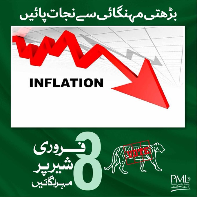 Sanaa_1223's tweet photo. Inflation ended during Nawaz's reign and people got relief. Stamp the lion on February 8 to end inflation
#NawazKoVoteDo #humhaintyaar https://t.co/17w4JHly9F