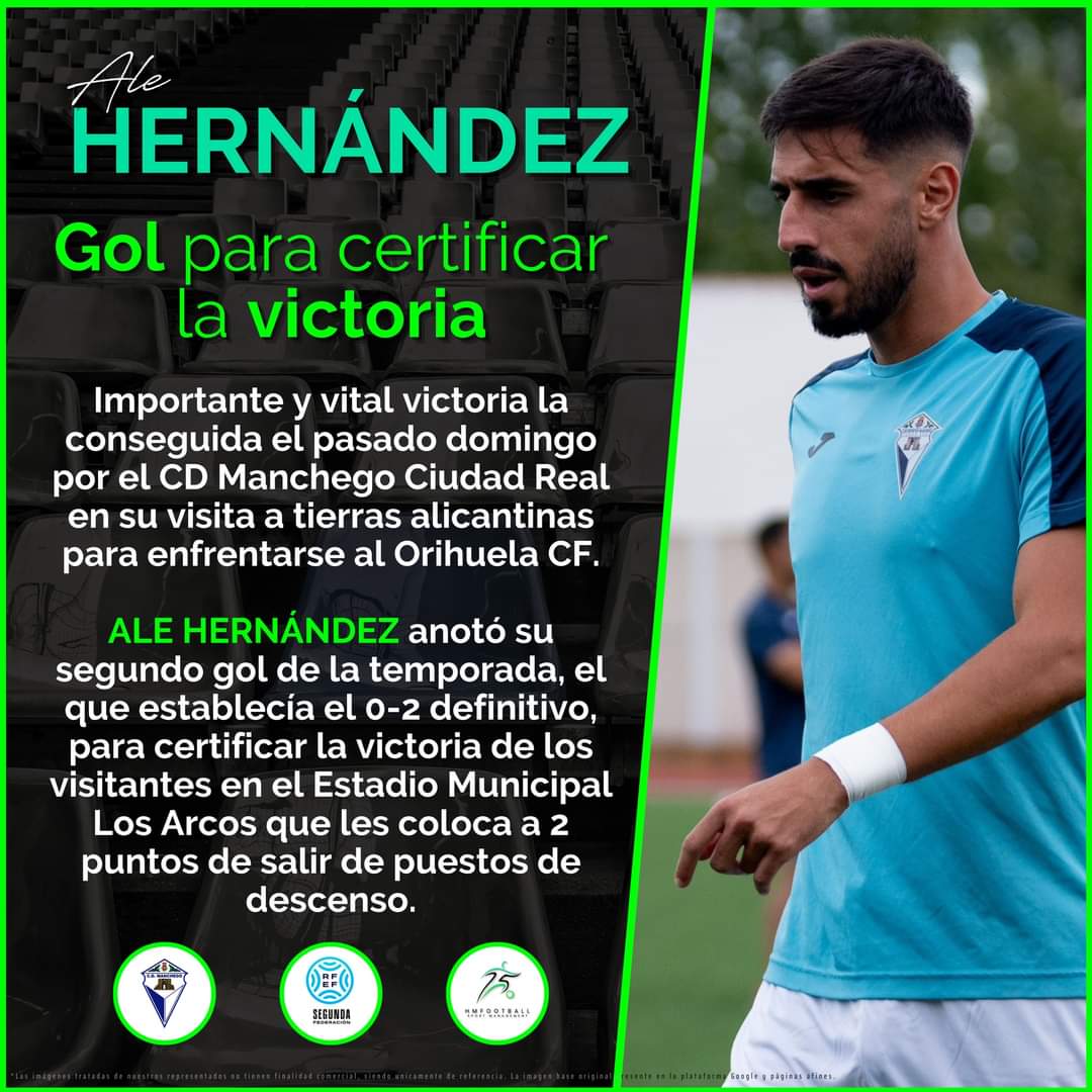 HMFootballSport's tweet photo. 📰 Victoria vital para el CD Manchego 🔵⚪️ con 𝗔𝗟𝗘 𝗛𝗘𝗥𝗡Á𝗡𝗗𝗘𝗭 @AlejandroHdez96 ⚽ sellando los 3️⃣ puntos en Orihuela. https://t.co/DzjLxgneTN
