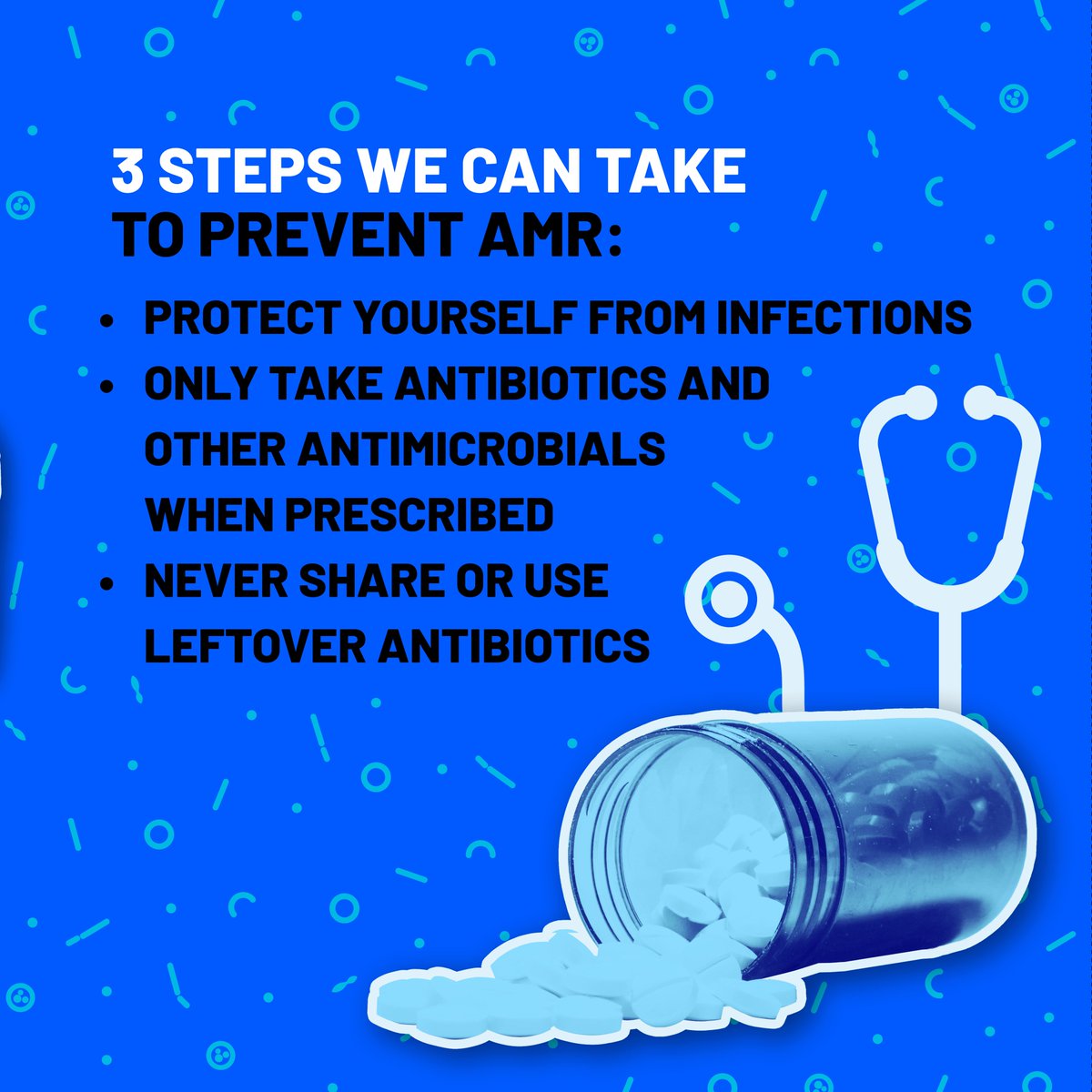 We need to work together to prevent #AntimicrobialResistance (AMR). Every time we use antimicrobials to treat infections in people, animals and plants, these germs have a chance to adapt to the treatment, making those medicines less effective over time.