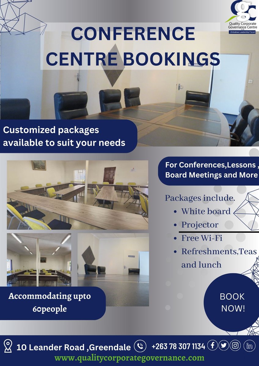 Looking for a modern, professional conference facility? Book your next meeting or event at Quality Corporate Governance Centre! We offer world-class boardroom and conference centre services, ensuring that your event is a success. #conferencecentre #boardroom #business #success