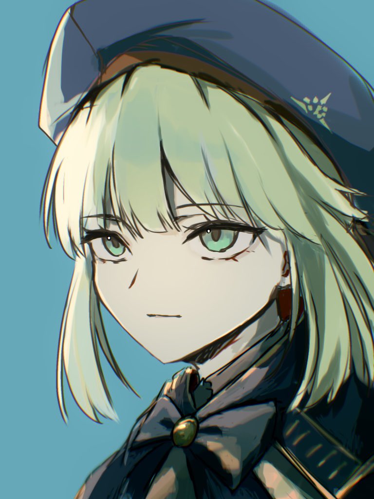 artoria caster (fate) ,artoria pendragon (fate) green eyes hat solo bangs blonde hair 1girl simple background  illustration images