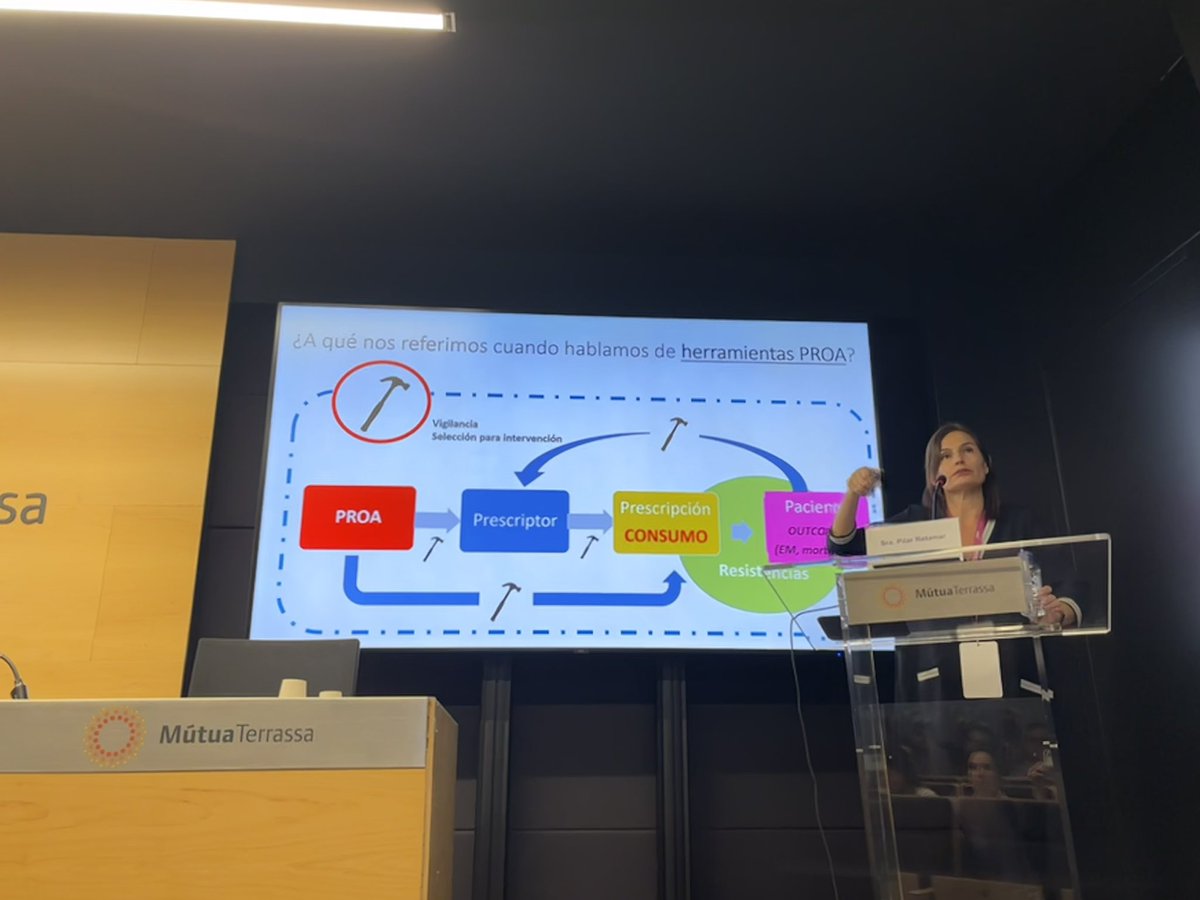 bdietl's tweet image. Mesa II. Herramientas PROA. Pilar Retamar, “Herramientas PROA para el clínico”: “Tenemos que aprender a aprovechar los recursos de los que disponemos para ayudarnos en el PROA, así como trabajar en equipo para optimizar la prescripción” 
#PROAMT