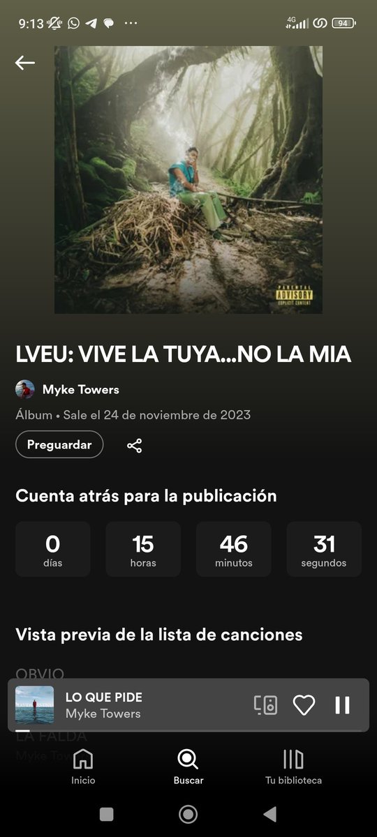 15 horas y 46 minutos para escuchar el nuevo álbum de la cabra 🐐 @MYKETOWERS