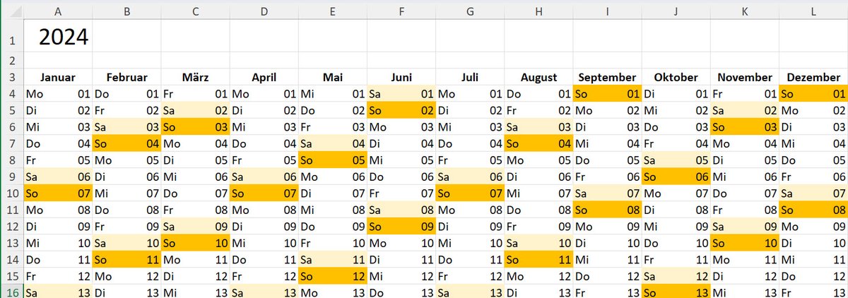 reneelechner's tweet photo. 📅Jahreskalender mit Excel erstellen. Kleine Übung für die schnellen Schülerinnen 👧🏼 und Schüler 🧒🏼!
#MIExpert #twlz #Excel #schule
https://t.co/PJ3GAEDzlB https://t.co/2CCMjgdlPJ