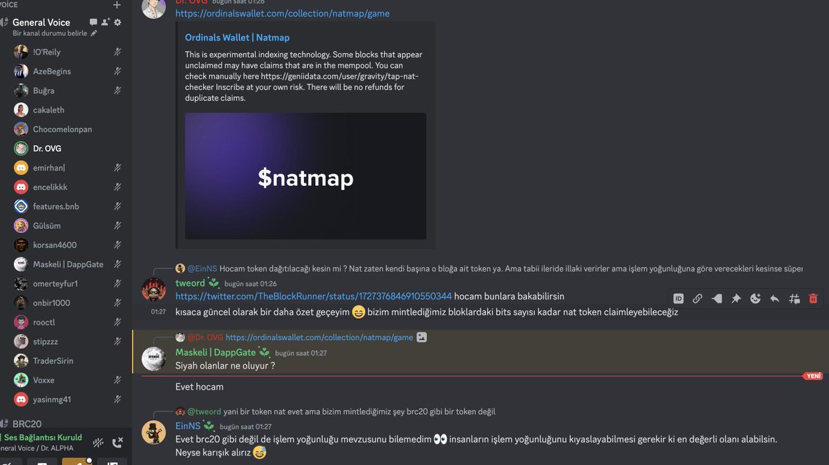 OVGNFT's tweet photo. Günaydın dostlar 🙋♂️
#DrAlpha'da gece sesli açıp #natmap mintledik :)
Sonra @cakaleth'ın öncülüğünde $888 ve #lamp projelerinin mintlerini gerçekleştirdik.
Sabaha kadar uyuyamadık fakat güzel bir gün oldu.
Sesli toplantı bir ara bayağı kalabalıktı :) Gelen herkese çok teşekkür ederiz.
Henüz çok yeniyiz fakat etkili olduğumuzu düşünüyoruz.
İşlemlerin kârlı olup olmadığını ilerleyen günler belirleyecek.
Bize katılmak isterseniz bekleriz. Herkese kapımız açıktır ♥️
https://t.co/DWs6p5co8Y
Biz işlerin mantığını anlayıp anlatma odaklı ilerlemeye çalışıyoruz. Tabiki herkes kendi riskini kendi alıyor. Sadece kendimiz mintlersek onu konuşuyoruz.
Hiçbir işlem yatırım tavsiyesi değildir. Bilgilenmeye ve öğrenmeye aç bir topluluğuz :)
katkı vermek veya bir şeyler öğrenmek isteyen tüm arkadaşları bekleriz.
#bitmap #nft