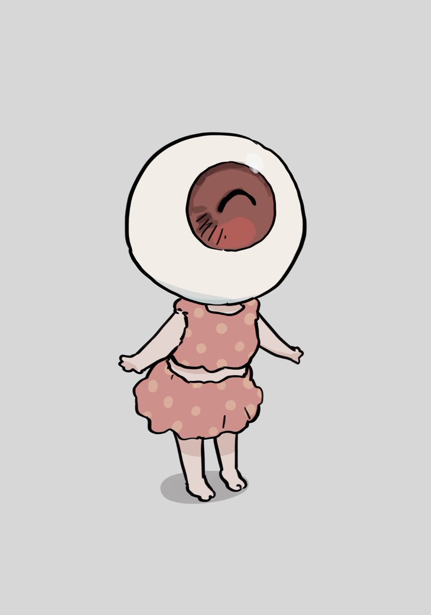 solo one-eyed simple background barefoot grey background 1girl polka dot  illustration images