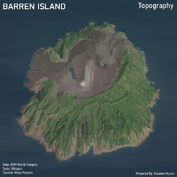 Carto_graphing's tweet photo. I have always been intimidated by coding and 3D, today's map attempts to tackle both. Realistic 3D render of the Barren Islands, the only active volcano in India.
Tutorial: @milos_agathon
Tools: RStudio
Data Source: ESRI World Imagery
Day 23: 3D for the #30DayMapChallenge https://t.co/NvWwBZJqAB