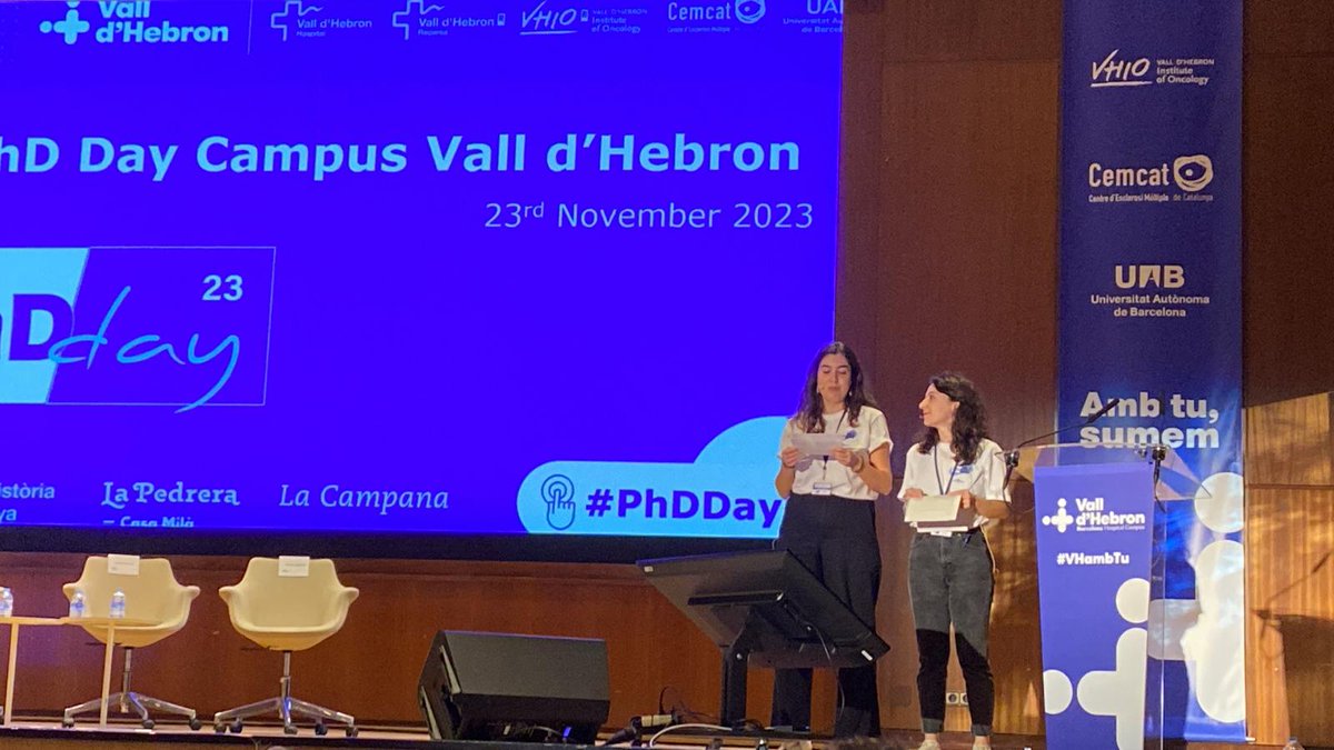 VHIR_'s tweet photo. @BegoBenito_ @vallhebron Anna Deàs and Paula Carrillo, PhD students at #VHIR and @VHIO, assures that "its a day for us made by us. Our aim is be supportive to each other in our career". #PhDdayVH https://t.co/cgP6xjTQNg