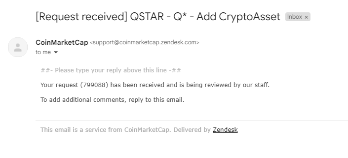 Qstarerc20's tweet photo. We have applied for CMC Listing: #799088  

$Q*

@coinmarketcap @coingecko https://t.co/I9UKgIIJXJ