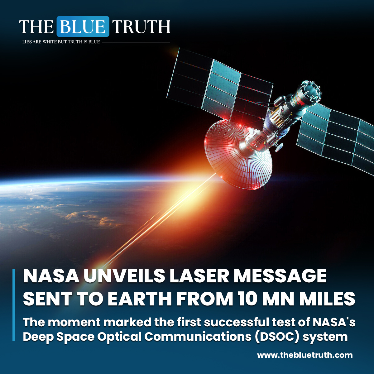 NASA unveils laser message sent to Earth from 10 mn miles.
The moment marked the first successful test of NASA's Deep Space Optical Communications (DSOC) system

#NASADeepSpaceCommunication #DSOCLaserSystem #SpaceTechnology #NASAInnovation #SpaceCommunication #TBT #TheBlueTruth