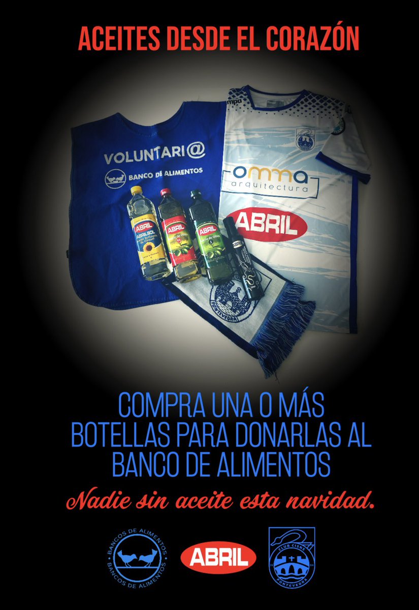 CAMPAÑA “ACEITES PARA EL CORAZÓN“

🔹 Desde el <a href="/ClubCisneBalonm/">Club Cisne Balonmano</a> queremos realizar una campaña solidaria con el Banco de Alimentos y Aceites Abril.

🔹 La iniciativa consiste en una campaña de compra solidaria de aceites abril para su donación al Banco de Alimentos.

(Parte 1)