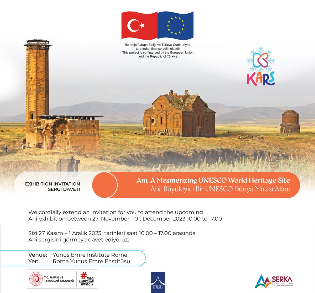 Serka_TRAII's tweet photo. SERKA Ani'yi Roma'da Tanıtacak

SERKA, AB-Türkiye Cumhuriyeti mali işbirliğiyle finanse edilen Tarihi Kimliğiyle Kars Kenti Projesi kapsamında Ani Örenyerini Roma'da tanıtacak.  

🗓️ 27 Kasım-1 Aralık 
📍@yeeroma

@TCSanayi @EUDelegationTur @KalkinmaAjansGM @RekabetciSP https://t.co/xMo1pgqEVk