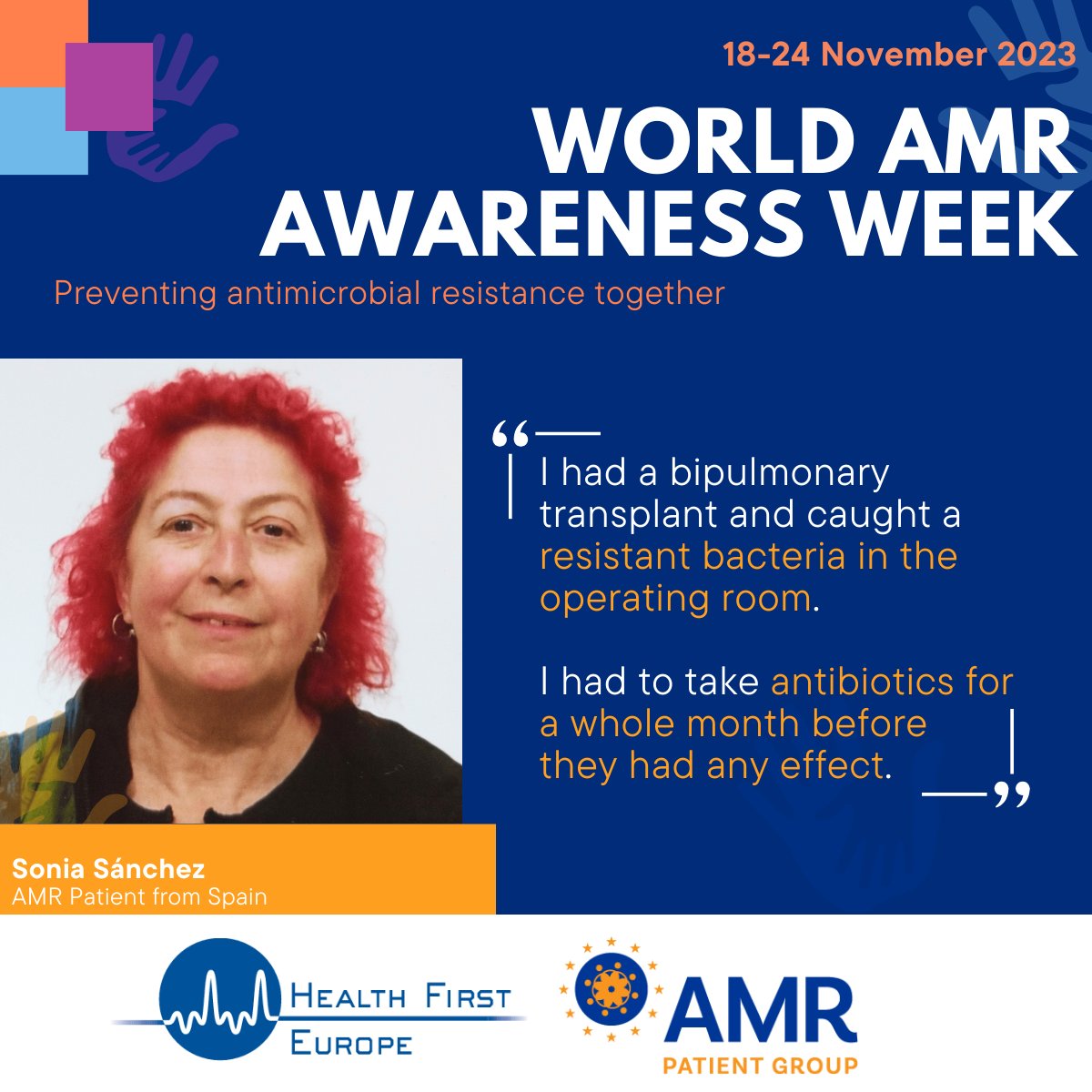 🌍💊World AMR Awareness Week: Stories of Resilience. 🗣️Special thanks to @EpocEspana for joining us on this mission to combat #AMR by sharing valuable #PatientPerspectives. #WAAW2023 #AMR #KeepAntibioticsWorking