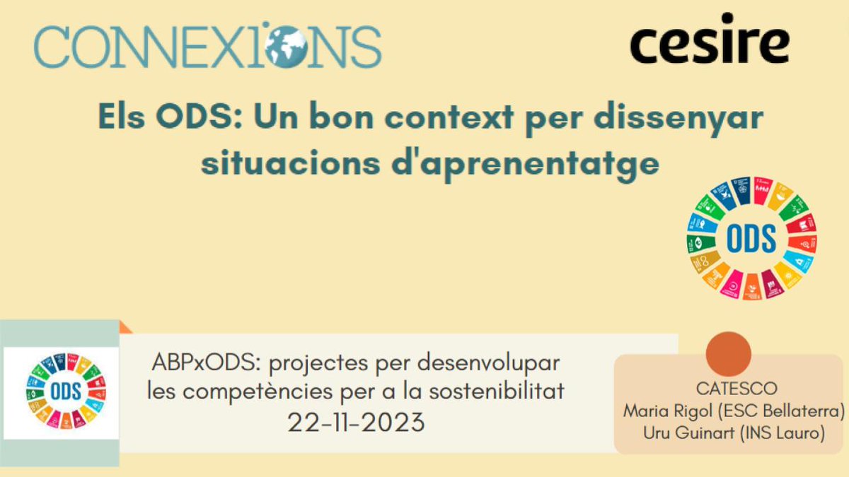 cesirecat's tweet photo. Si us vau perdre la primera sessió de la formació "ODS: un bon context per dissenyar situacions d'aprenentatge", la podeu veure a través del canal YouTube del Cesire2.  👇https://t.co/TuRB5mscfT https://t.co/Uxw1j0Bqs3
