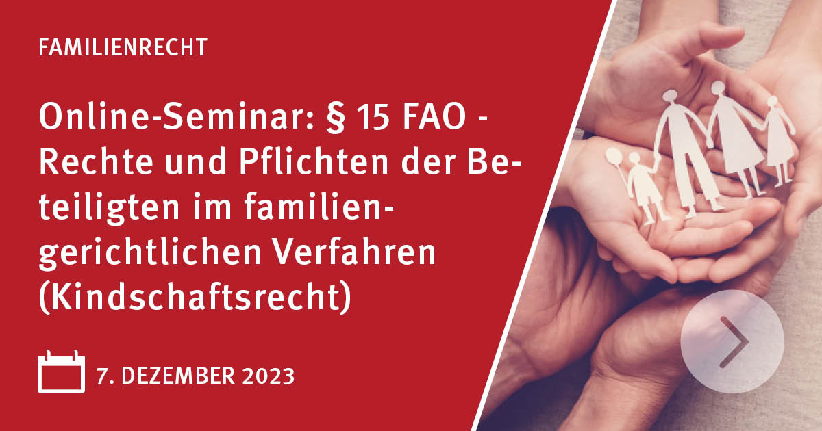 Unser Online-Seminar ist konzipiert für Rechtsanwält:innen, die sich vertieft in das Kindschaftsrecht einarbeiten und über aktuelle Entwicklungen in familiengerichtlichen Verfahren informieren möchten: hav.de/de/veranstaltu…