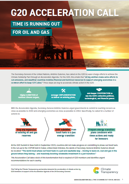 Our #G20 Acceleration Call gives a short stocktake on #oil and #gas in the G20 and provides key recommendations for each country.
Download the report from our website:
climate-transparency.org/g20-climate-pe…