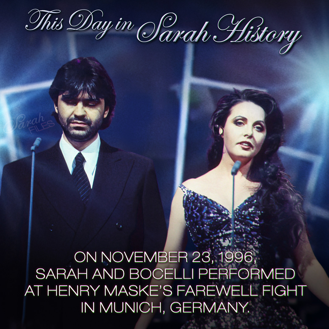 On November 23, 1996, Sarah and Andrea Bocelli premiered 'Time to Say Goodbye' at Henry Maske's farewell boxing match in Munich, Germany. #sarahbrightman #andreabocelli #henrymaske #timetosaygoodbye #contepartiro