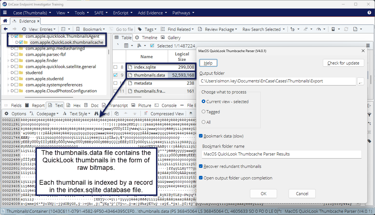 SimonDCKey's tweet photo. V4.01 of the #EnCase MacOS QuickLook Thumbcache Parser #EnScript supports #macOS #Sonoma.
https://t.co/oACanFxTCB
#DFIR #InfoSec #CaseAutomation #CustomWorkflows @OpenText https://t.co/LG7E8ZqLcy