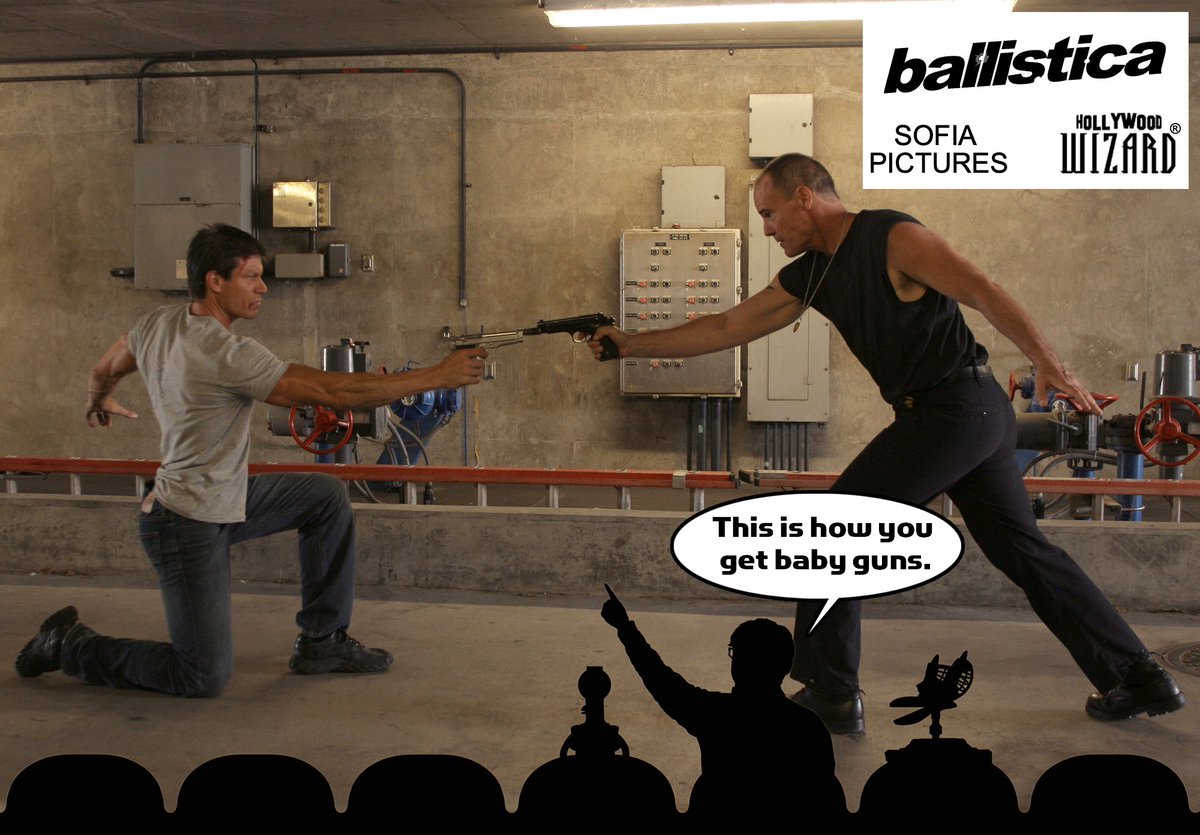 MST3K's tweet image. NEW #MakeMoreMST3K MOVIE REVEAL: BALLISTICA is a manly movie for manly men who love guns! But we need your help to make season 14 a reality. showmaker.mst3k.com/makeseason14 #mst3kturkeyday