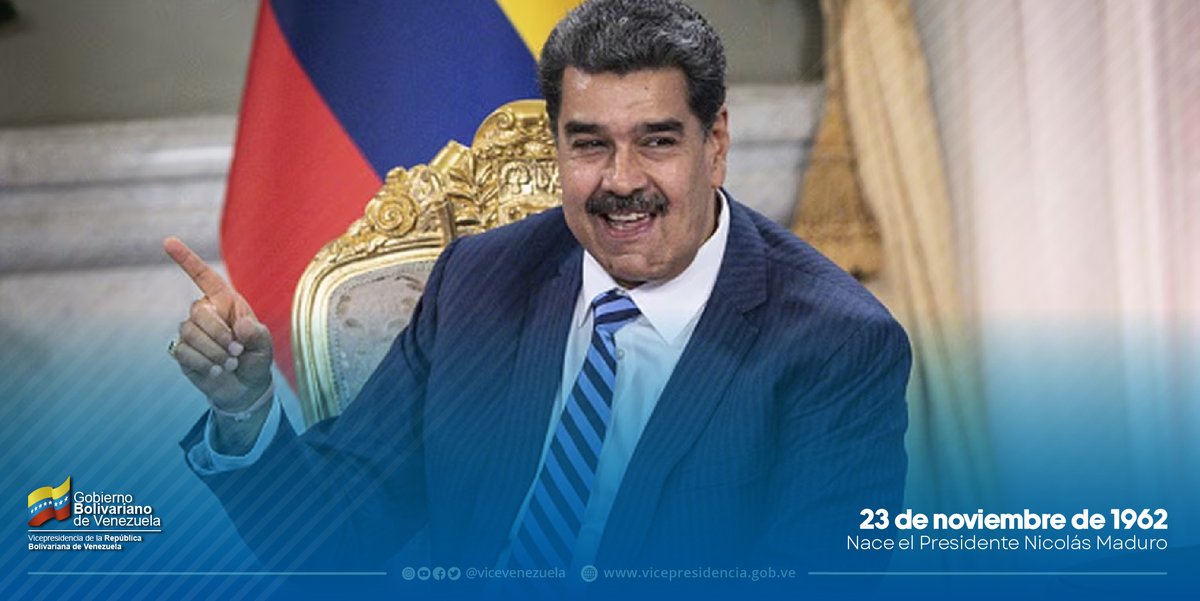#Efemérides || Hoy #23Nov festejamos el cumpleaños del presidente de la República Bolivariana de Venezuela, @NicolasMaduro, en el día de su cumpleaños. Conductor de victorias y digno representante de la Revolución Bolivariana. ¡Felicidades! #DiosTeBendigaMaduro