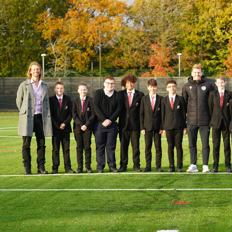 StevenageFC's tweet photo. Captain Carl Piergianni officially opened the brand-new 3G pitch at @marriottssch on Tuesday afternoon. ❤️🤍