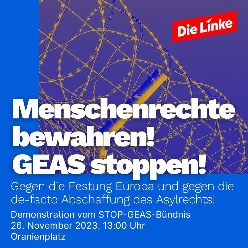 dielinkeberlin's tweet image. Es ist kein historischer Erfolg, wenn man Abschottungspolitik betreibt und Familien mit Kindern an Außengrenzen inhaftieren will. Es ist eine Schande. Niemand flieht freiwillig. Asyl ist Menschenrecht! Deshalb: #StopGEAS