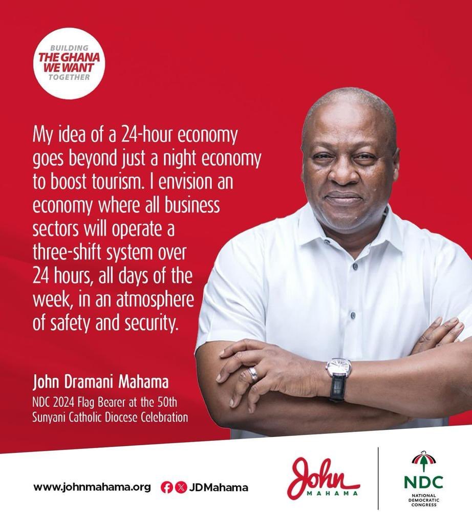 Unlocking the full potential of our economy with our forthcoming His Excellency John Dramani Mahama’s 24hr vision! #24hrEconomy #EconomicRevitalization.