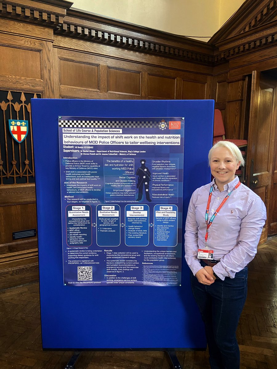 Very proud to present my research poster at the @lifecourse_KCL Post Grad research symposium today. I am excited to progress data collection and systematic review that will inform shift worker initiatives. Huge thanks to my supervisors @DrRachelG & @StevePowell_Sci 💙
