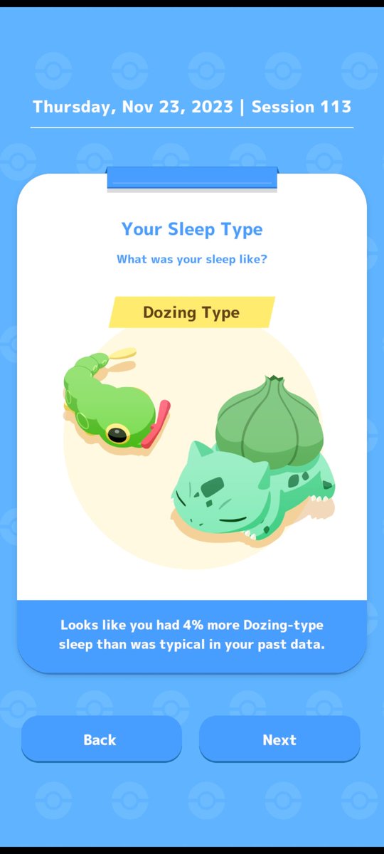 jorddzilla_'s tweet photo. Ah yes, 56 minutes of dozing sleep definitely means my sleep type is dozing AGAIN,  And why can't I get above a 2* sleep type recently?? #PokemonSleep https://t.co/pOdVJCAdzs