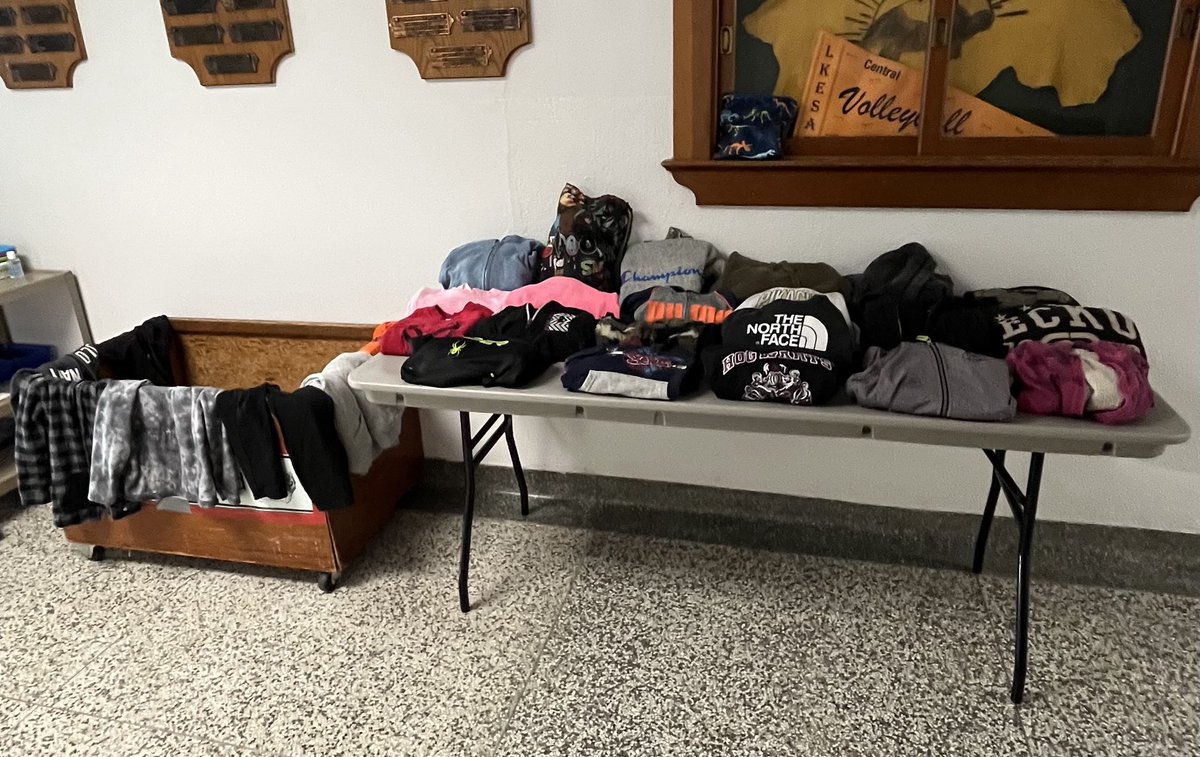 The Lost and found is getting pretty full! Pease have your child come down and claim some lost articles!