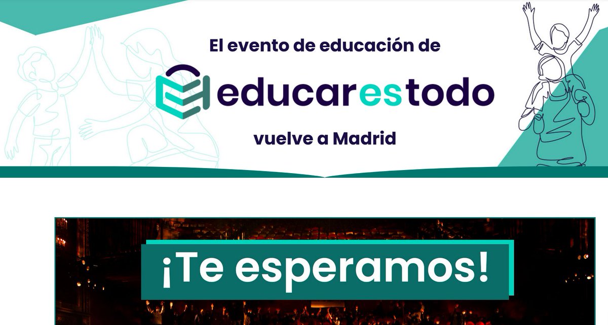 CUENTA ATRÁS para el mayor evento de #educación de España educarestodo.com/evento-madrid-…

Este sábado nos vemos en el Teatro Lope de Vega de Madrid en #EducarEsTodo con <a href="/LeoFaracheKing/">Leo Farache</a> y <a href="/luciapediatra/">Dra. Lucía Galán (Lucía mi pediatra)</a>

<a href="/educar_es_todo/">Educar es Todo</a>, Con el apoyo de FAS
#MenoresNiGota