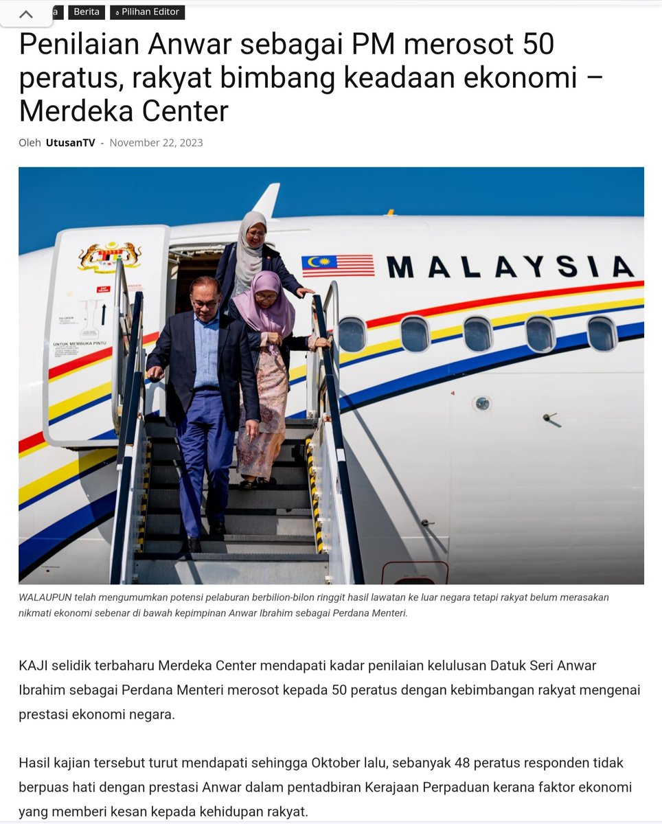 SyedFadhli89's tweet photo. Rafizi kata: PM tokoh paling baik jadi Menteri Kewangan
Rakyat kata: Penilaian Anwar sebagai PM merosot 50 peratus, rakyat bimbang keadaan ekonomi .
Kerajaan Madani hendak terus hidup dalam sindrom penafian, teruskanlah tetapi jangan lupa hakikatnya rakyat cerdik dalam menilai. https://t.co/W50cUZIyAd