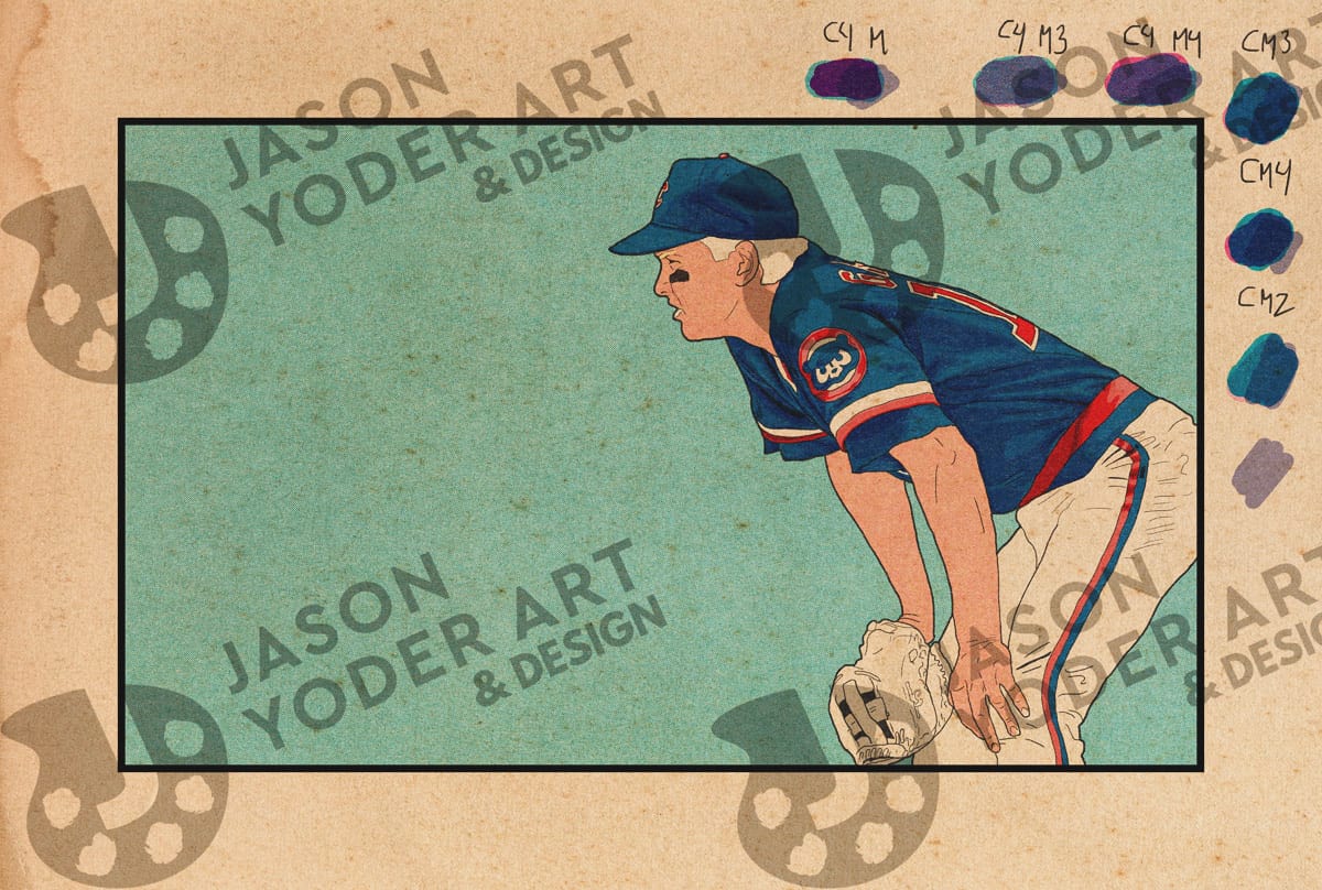 JasonYoderArt's tweet image. Here's a zoomed in look at the Mark Grace digital piece, so you can see all the small halftones.