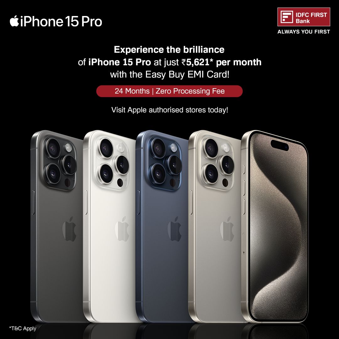 Seamless tech and payments are at your fingertips Grab the latest iPhone 15 Pro now with the IDFC FIRST Bank Easy Buy EMI Card. It s time to upgrade effortlessly IDFCFIRSTBank AlwaysYouFirst https t.co ixJvw4jjHJ Seamless tech and payments are at your fingertips Grab the latest iPhone 15 Pro now with the IDFC FIRST Bank Easy Buy EMI C...